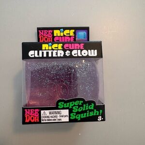 Nee Doh Glitter & Glow Cube PURPLE Super Solid Squish